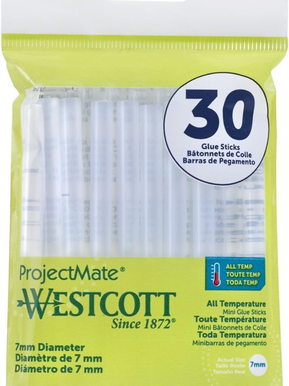 Westcott 16837 Premium All-Temperature Mini Glue Sticks for Hot Glue Gun, 30 Pac